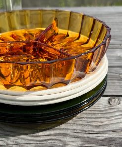 Plat apéro en verre ambré