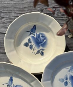 Assiette creuse rose bleue