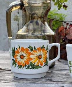 Mug en porcelaine italienne marguerites oranges