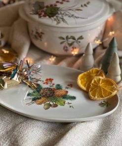 Ravier ovale décor pommes de pin