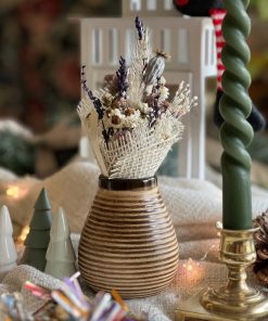 Petit vase en grès effet rayures