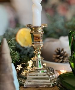 Bougeoir en métal argenté H14cm