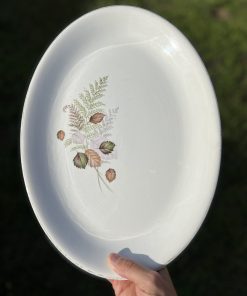 Plat ovale feuilles et fougères