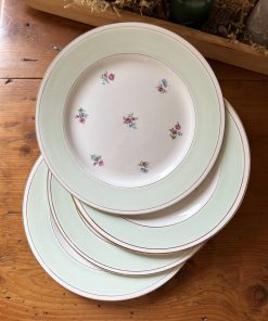 Assiette plate bordure verte petites fleurs