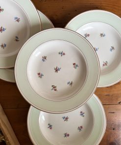 Assiette creuse bordure verte petites fleurs
