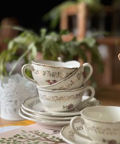 Tasse à café ancienne fleurie Digoin & Sarreguemines