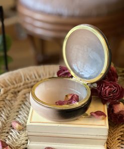 Boite vintage en albatre rose dégradé