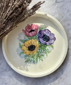 Plateau rond vintage anémones