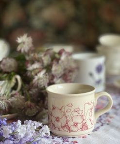 Mug vintage anglais fleurs rouges