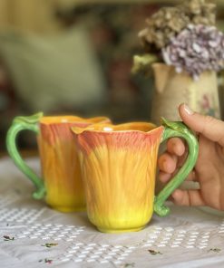 Tasse Fleur en barbotine