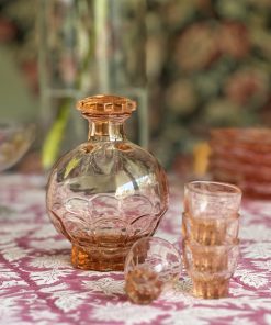 Service à liqueur en verre rosaline