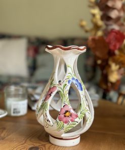 Photophore en céramique fleurie