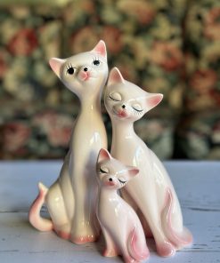 Famille chats en faïence