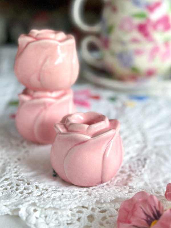 Bougeoir Bouton de Rose Vintage